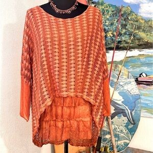 NWT Made Italy,(Firm Price)Stunning,Unique,Layer Woven Tunic,(MSRP$148),Size L